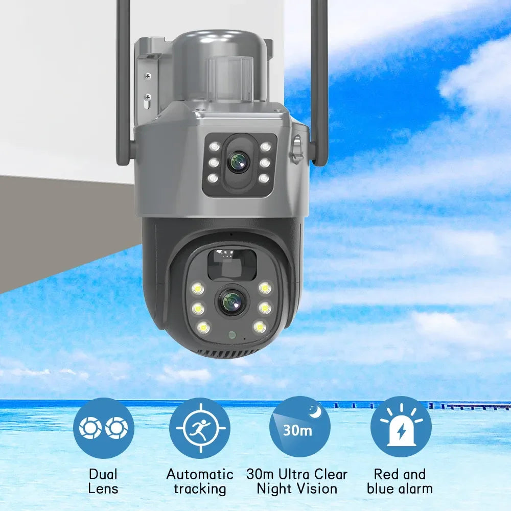 4K 8MP Dual-Objektiv PTZ Solarkamera Dual-Screen PIR Menschliche Verfolgung Outdoor WIFI Sicherheits-CTV Überwachungs-IP-Kamera