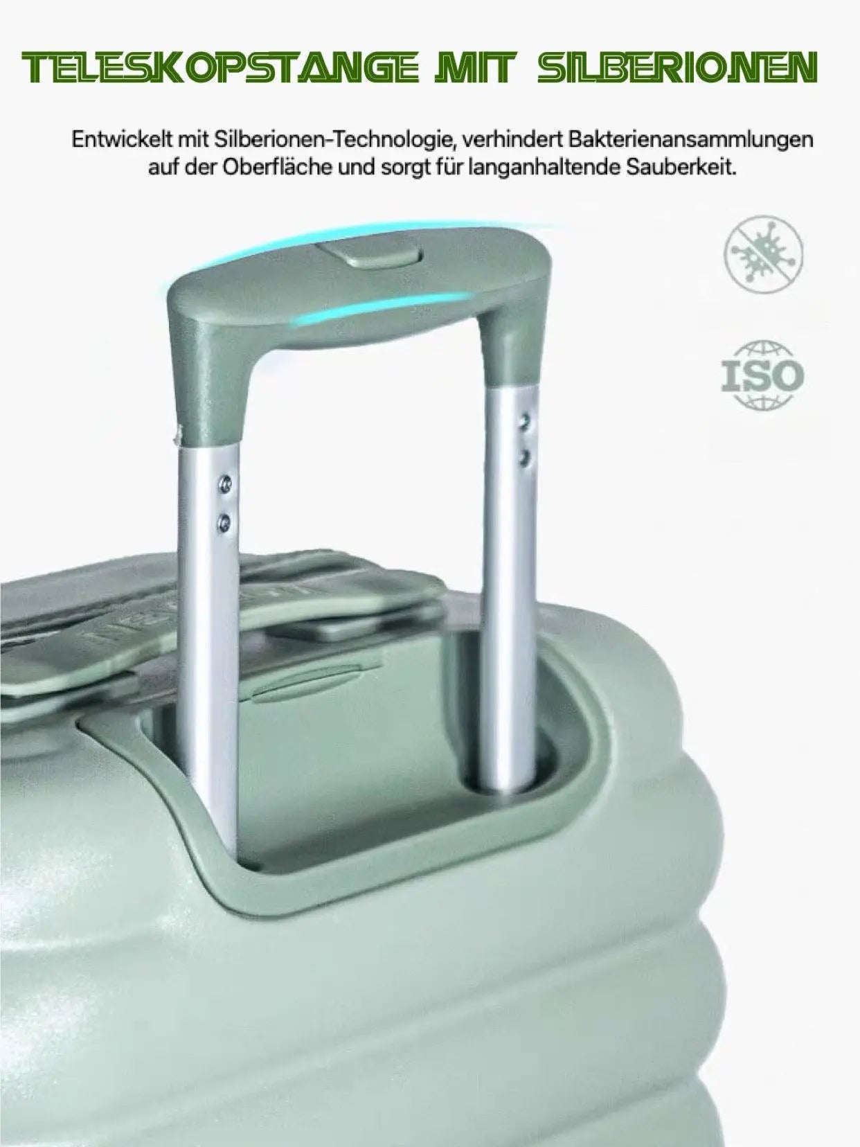 SUPER SOLU Koffer (18 Zoll Handgepäck/22 Zoll Aufgabegepäck, separat wählbar), PC+ABS leichter Trolley mit antibakteriellem Nanosilber-Griff, TSA-Schloss, Organizer-Innenfächer, tragbarer Ventilator – Versand aus Deutschland