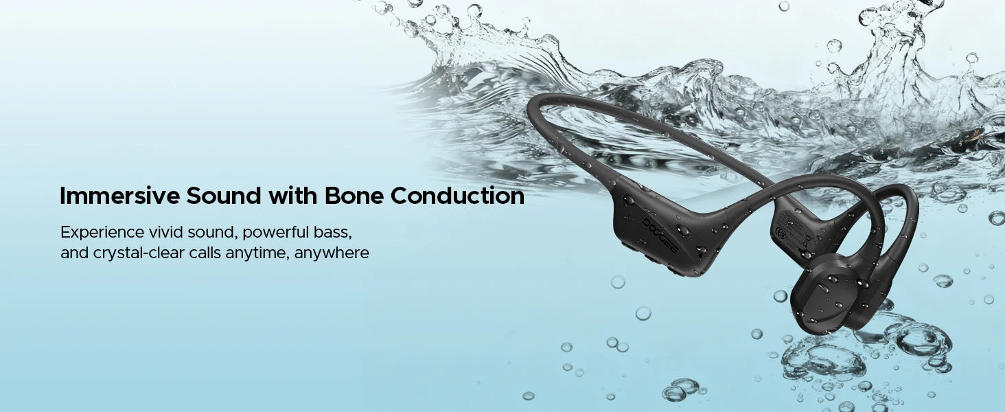 DOOGEE BoneBeat Swim Knochenschall-Kopfhörer IP68 Wasserdicht Schwimmen Open Earphones Bluetooth 5.4 Kabelloser Kopfhörer 7H Akkulaufzeit