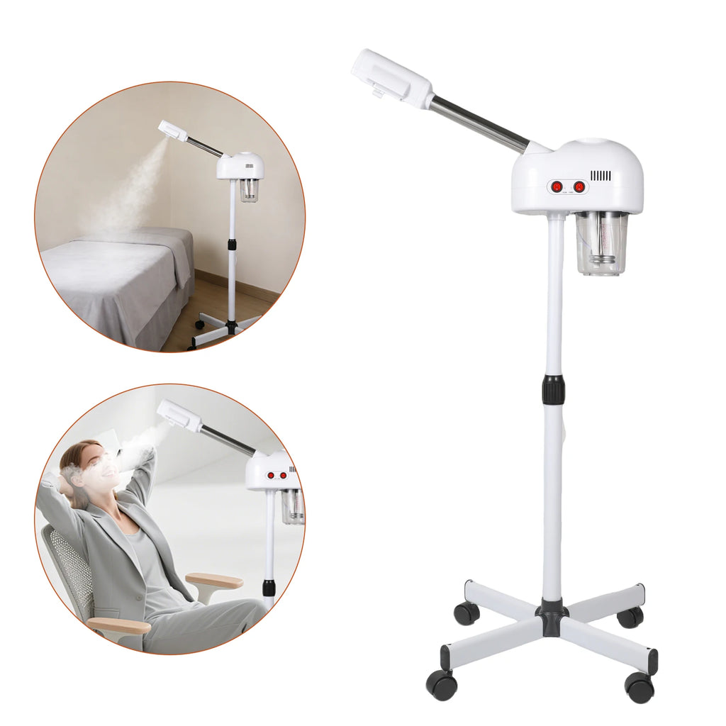 700ml 800W 2-in-1 Ozon-Gesichtsdampfer Gesichtsbefeuchtungsgerät Dichter Nebel Schnelle Vernebelung Hohe Kapazität Drehbarer Düse für Salon Beauty Spa