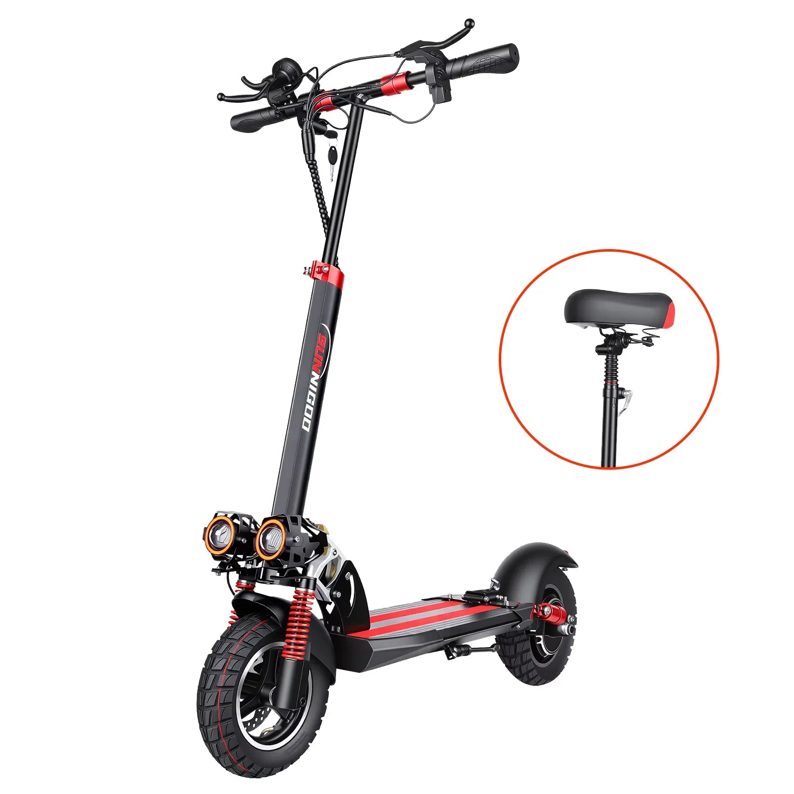 SUNNIGOO 800W Elektroroller für Erwachsene – 25 km/h hohe Geschwindigkeit, 45-55 km große Reichweite, 10 Zoll Offroad-Reifen, faltbarer Pendler-E-Scooter