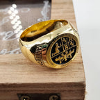 Personalisierter gravierter 17 mm runder Siegelring, gravierte Buchstaben, Logo-Ringe, modischer Kupfer-Schmuck für Herren