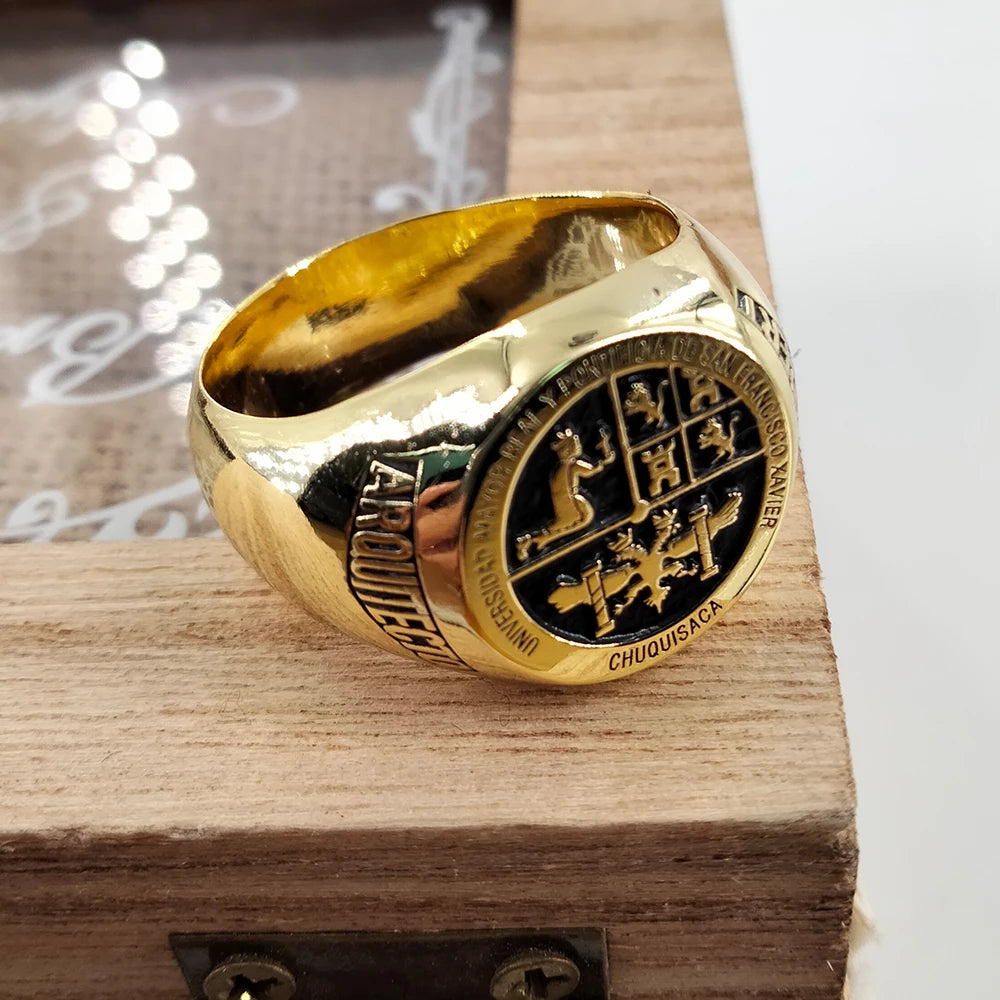 Personalisierter gravierter 17 mm runder Siegelring, gravierte Buchstaben, Logo-Ringe, modischer Kupfer-Schmuck für Herren