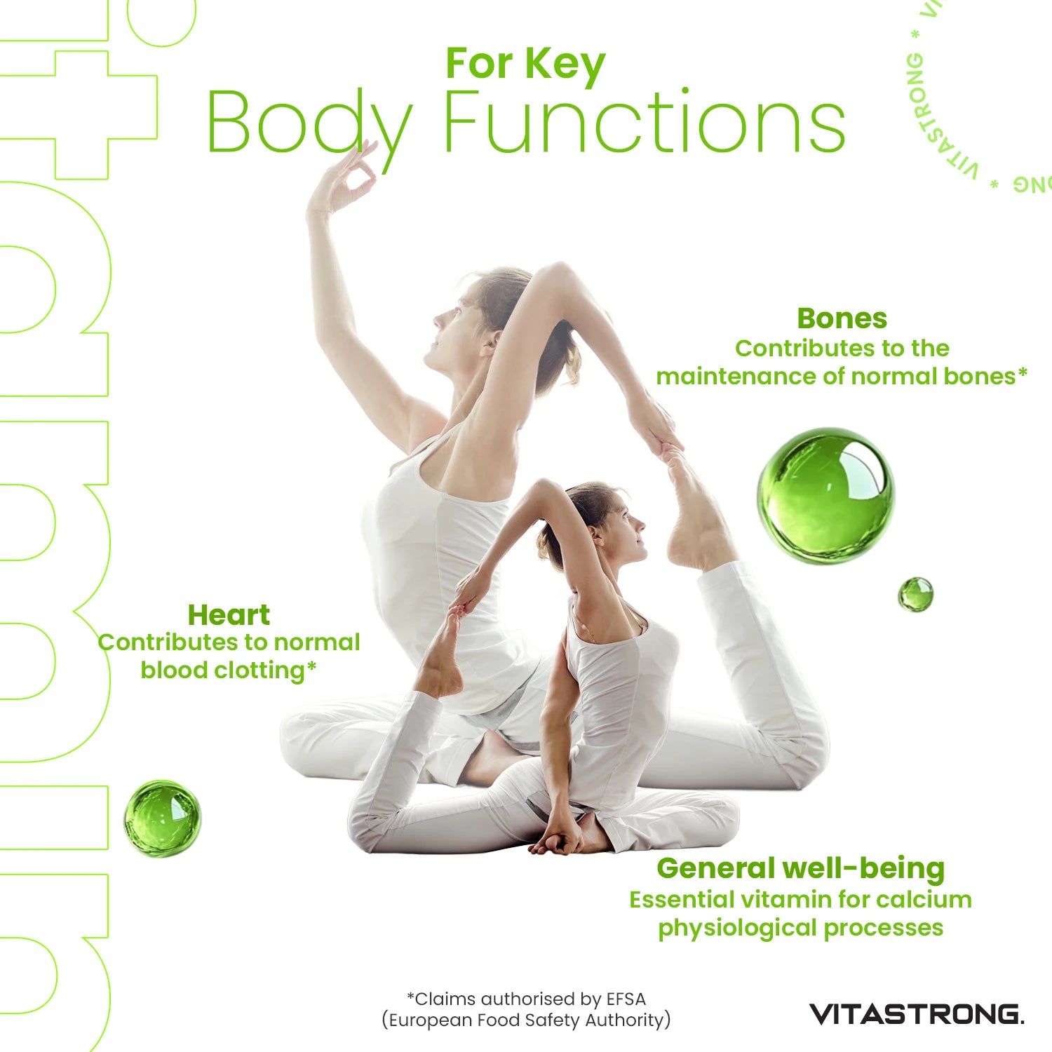 VitaStrong Vitamin K2 200 mcg, hochdosiert, 1 Tablette täglich, 450 Tabletten, Knochengesundheit, Unterstützung von Knochen und Muskeln, Nahrungsergänzungsmittel, Premium Qualität, 100% vegan und saubere Formel