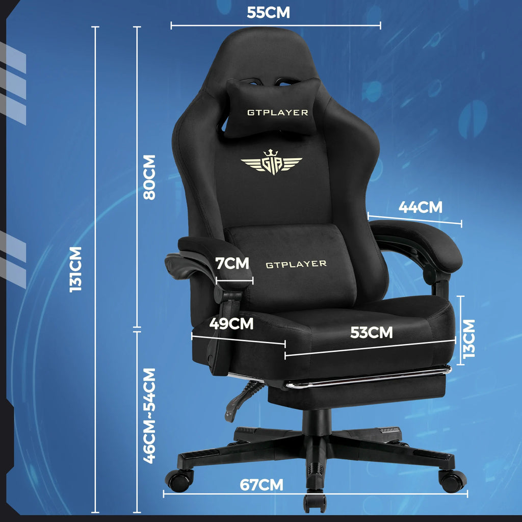 GTPLAYER Gaming-Stuhl Atmungsaktiver Bürostuhl Bürostuhl Ergonomisch Hochwertiger Stoff Ergonomischer PC-Stuhl