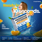 Vitastrong Magnesium & Kalium 10-in-1 Formel - 24 Sticks mit Vitamin C und B-Vitaminen, Orangengeschmack, Saccharose-frei, GMO-frei, Gluten-frei