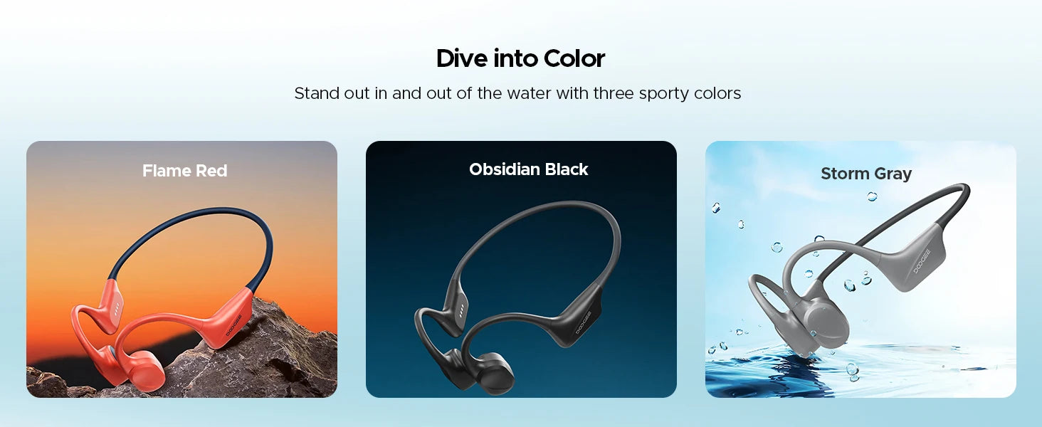DOOGEE BoneBeat Swim Knochenschall-Kopfhörer IP68 Wasserdicht Schwimmen Open Earphones Bluetooth 5.4 Kabelloser Kopfhörer 7H Akkulaufzeit