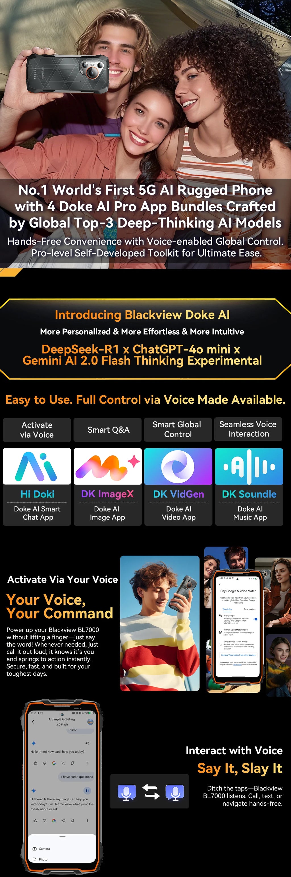 Blackview BL7000 KI 5G Outdoor-Smartphone Android 15, MTK 6300, 6,78" FHD+ 120Hz, 7500mAh/33W, Robustes Smartphone Dual SIM NFC/IP69K