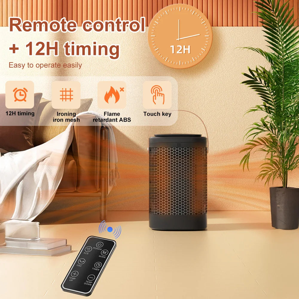 Smart Remote Portable PTC Ceramic Electric Heater Fast Heating Low Noise Touchscreen Hot and Cold Fan For Home Bedroom Office