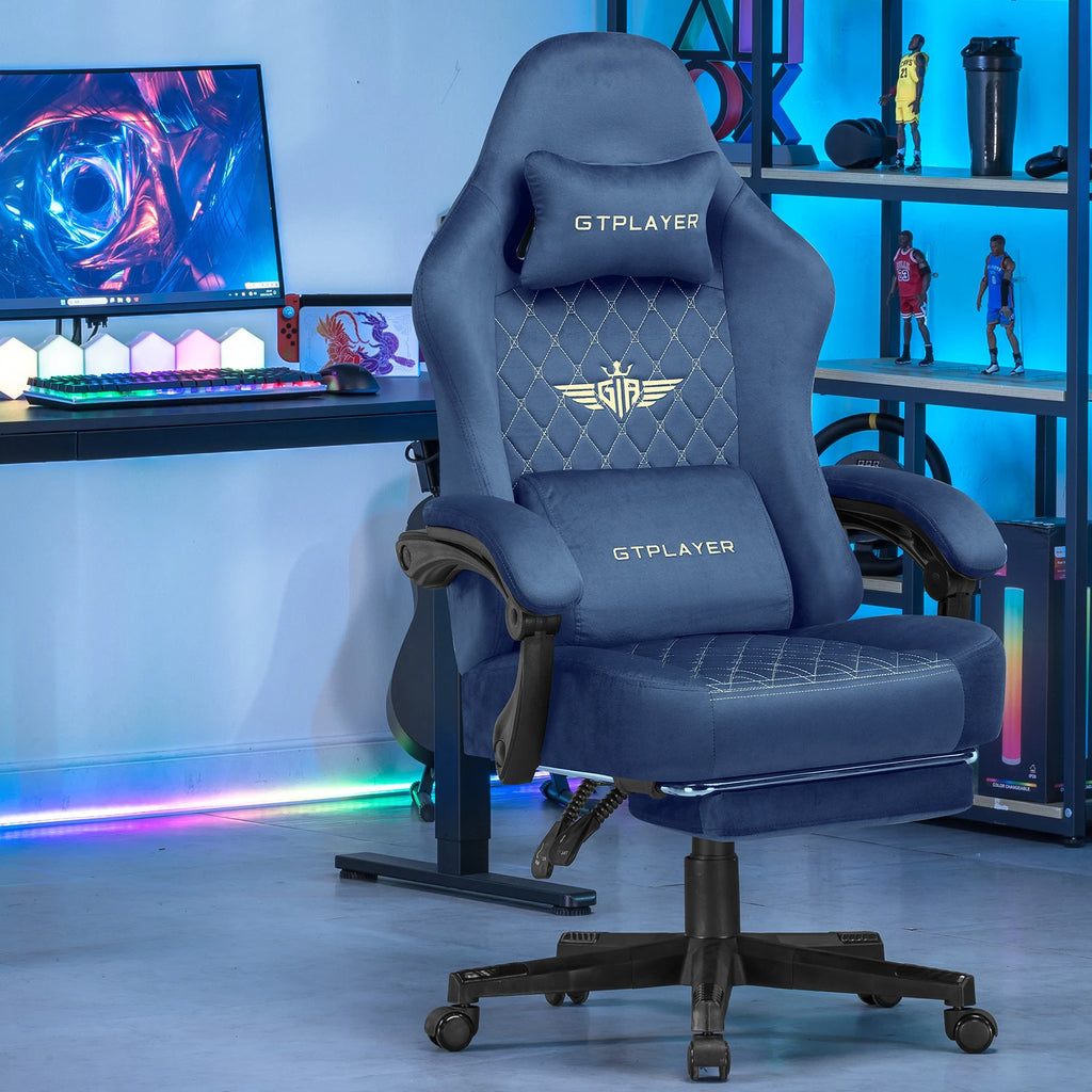 GTPLAYER Gaming-Stoffstuhl, ergonomischer Bürostuhl, PC-Stuhl, verstellbarer und drehbarer Schreibtischstuhl