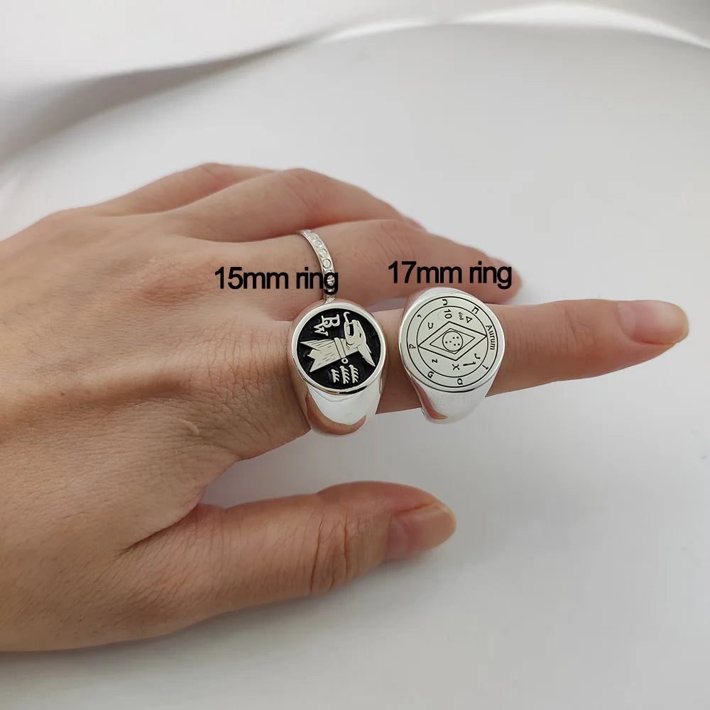 Personalisierter gravierter 17 mm runder Siegelring, gravierte Buchstaben, Logo-Ringe, modischer Kupfer-Schmuck für Herren