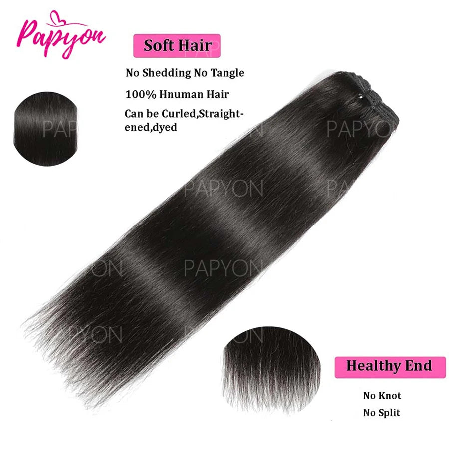 Clip-in Echthaar Extensions Brasilianisch Dick Glatt Clip-in Naturfarbe Clip-Ins Remy-Haar 22 24 26 28 Zoll für Frauen 120g/Stück