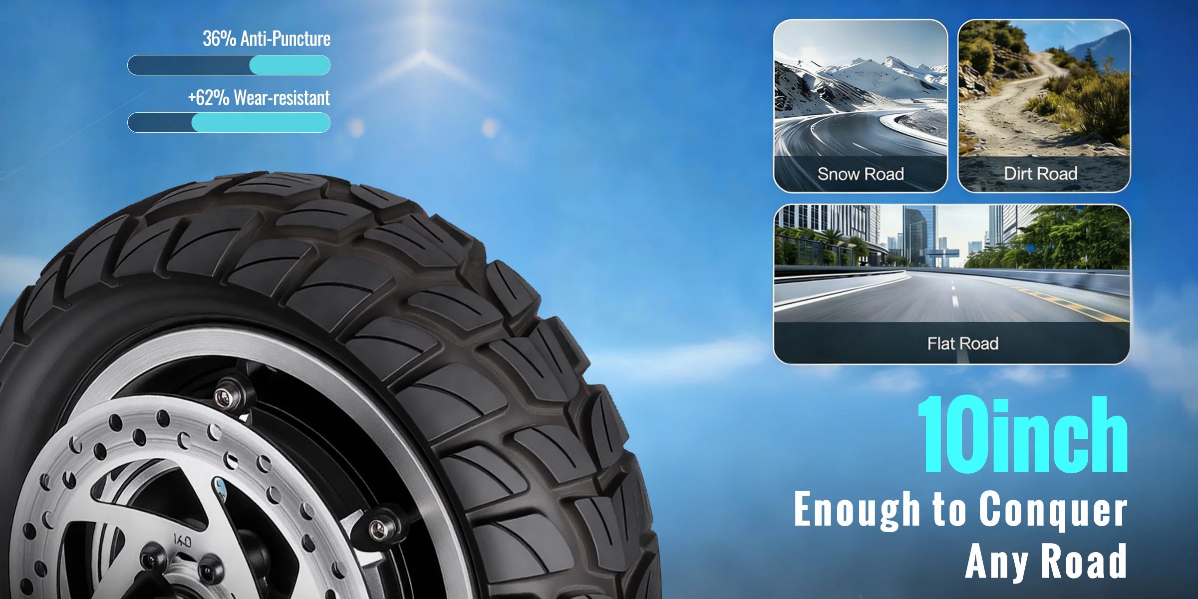 SUNNIGOO 800W Elektroroller für Erwachsene – 25 km/h hohe Geschwindigkeit, 45-55 km große Reichweite, 10 Zoll Offroad-Reifen, faltbarer Pendler-E-Scooter