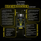 Vitastrong Brain Booster, leistungsstarkes Nootropikum mit Pantothensäure für mentale Leistungsfähigkeit, Koffein-Komplex-Ergänzung, Biotin, Carnitin, Coenzym Q10, Vitamin B6, Vitamin B12 und Folsäure