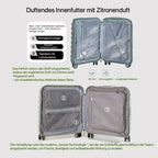 SUPER SOLU Koffer (18 Zoll Handgepäck/22 Zoll Aufgabegepäck, separat wählbar), PC+ABS leichter Trolley mit antibakteriellem Nanosilber-Griff, TSA-Schloss, Organizer-Innenfächer, tragbarer Ventilator – Versand aus Deutschland