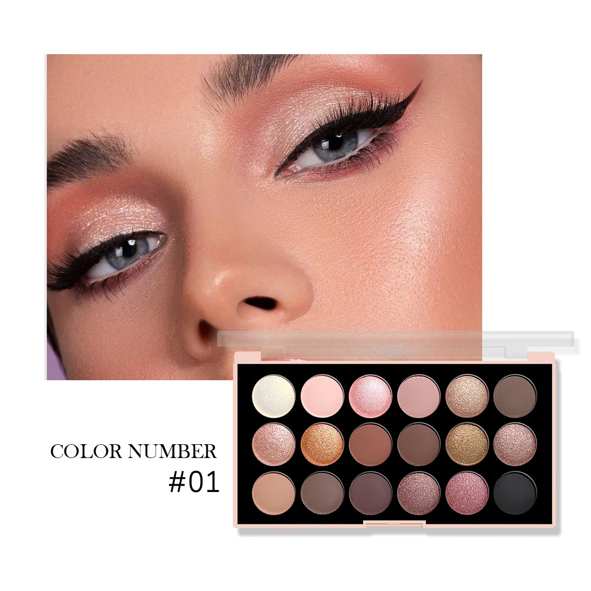 18-Farben-Lidschatten-Palette – Perlglanz, Matt, feiner Schimmer, Glitzer, Erdtöne, langanhaltend, hochpigmentiert