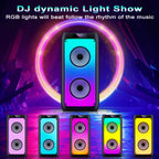 Kabelloser Bluetooth-Lautsprecher, Karaoke-Maschine mit 2 Mikrofonen, Karaoke-Partylautsprecher für Zuhause mit LED-Licht