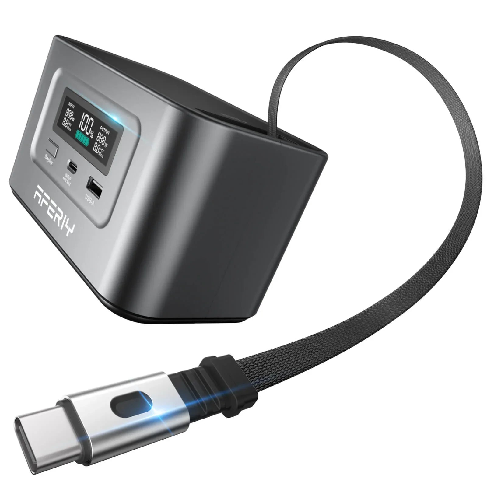 AFERIY Nano100 100W 99.2Wh Portable Power Station, LiFePO4-Akku, 1.5H Schnellladung, Dual 100W PD, mit Typ-C Kabel