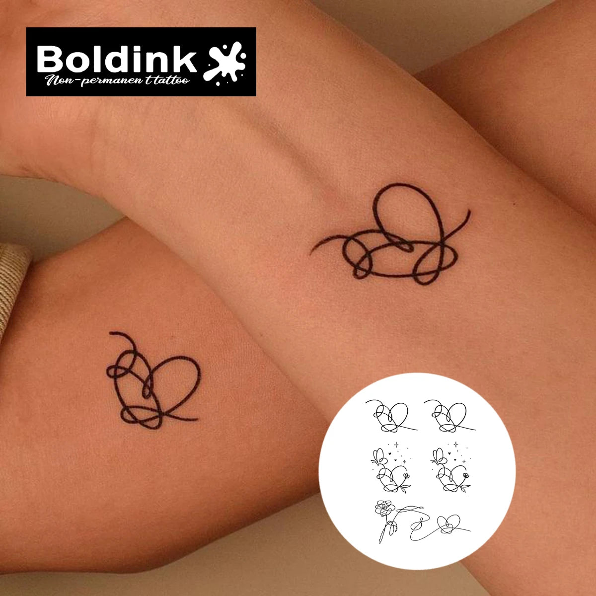 Herzschmetterling Temporäres Tattoo, Hält bis zu 15 Tage Neue Technologie Magischer Wasserdichter Semi-Permanenter Aufkleber.