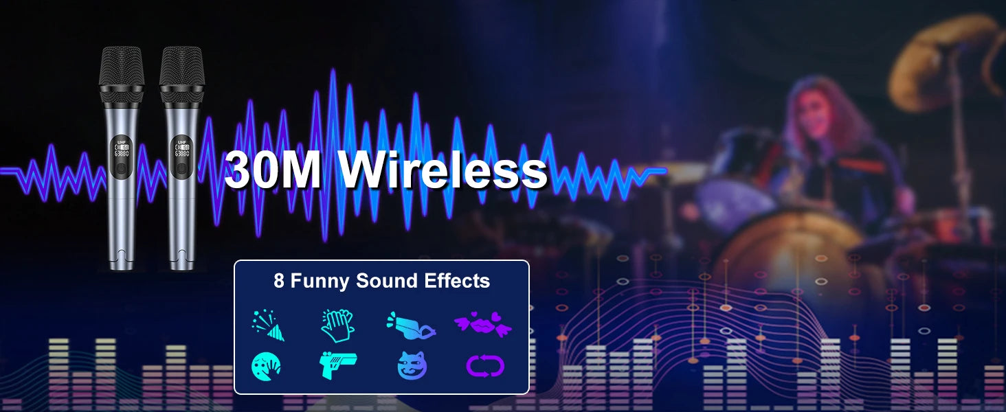 Kabelloser Bluetooth-Lautsprecher, Karaoke-Maschine mit 2 Mikrofonen, Karaoke-Partylautsprecher für Zuhause mit LED-Licht