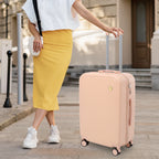 14 Zoll & 24 Zoll Koffer-Kombination, kleine und große Koffer, Hartschalen-Handgepäck, Spinner-Gepäck mit Kosmetiktasche, leichtes, verschleißfestes Gepäck für Geschäfts- und Urlaubsreisen, Pink