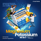 Vitastrong Magnesium & Kalium 10-in-1 Formel - 24 Sticks mit Vitamin C und B-Vitaminen, Orangengeschmack, Saccharose-frei, GMO-frei, Gluten-frei