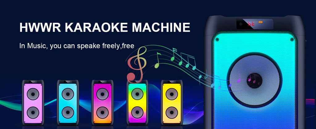 Kabelloser Bluetooth-Lautsprecher, Karaoke-Maschine mit 2 Mikrofonen, Karaoke-Partylautsprecher für Zuhause mit LED-Licht