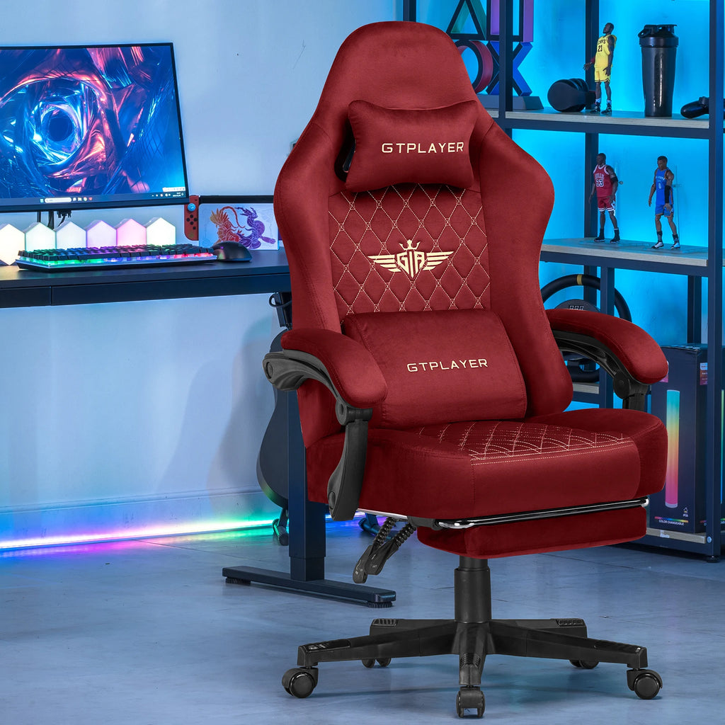 GTPLAYER Gaming-Stoffstuhl, ergonomischer Bürostuhl, PC-Stuhl, verstellbarer und drehbarer Schreibtischstuhl