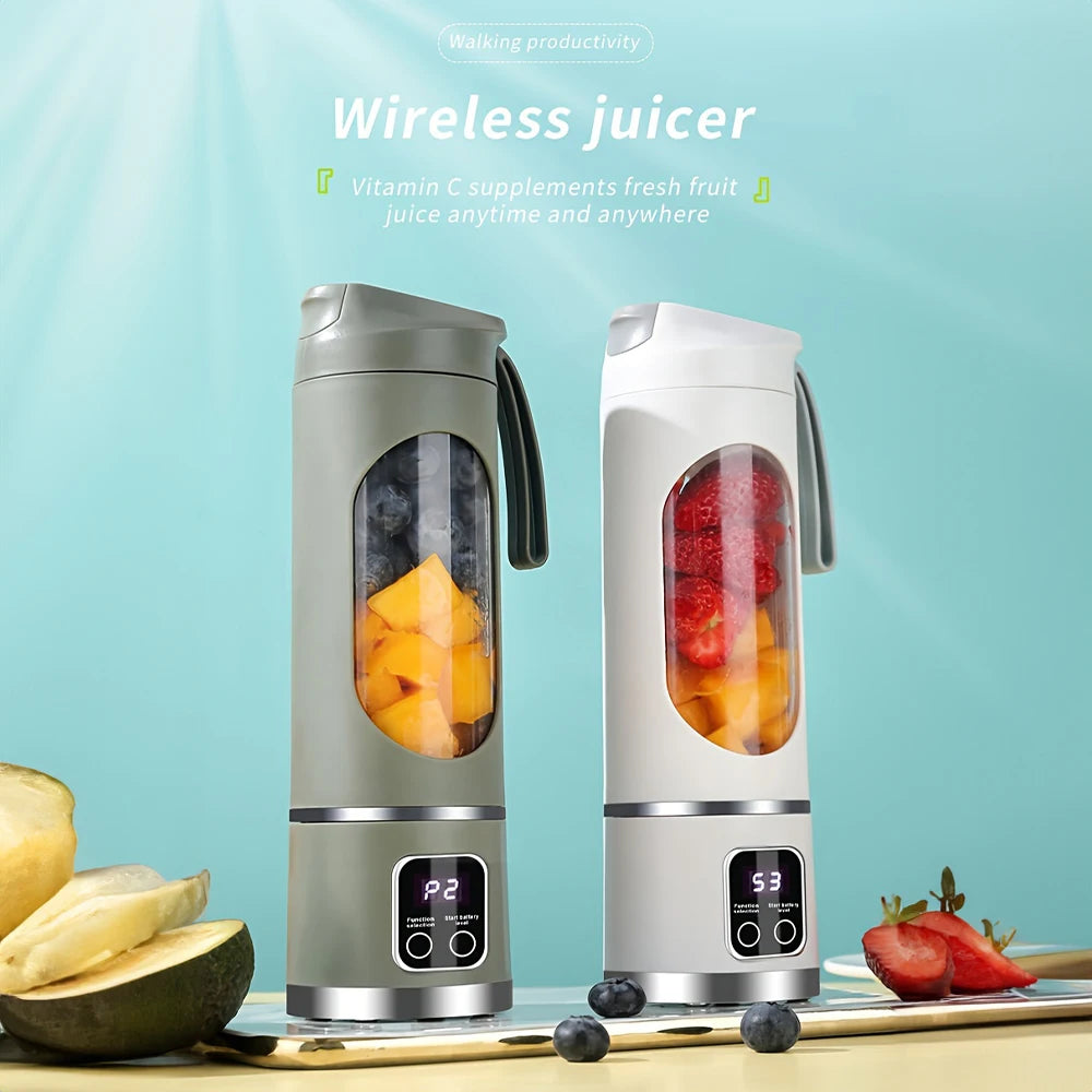 Tragbarer elektrischer Entsafter USB-Lade Mini-Akku-Entsafterflasche 450 ml Becher Obstmixer Handmixer für Zuhause, Reisen, Büro