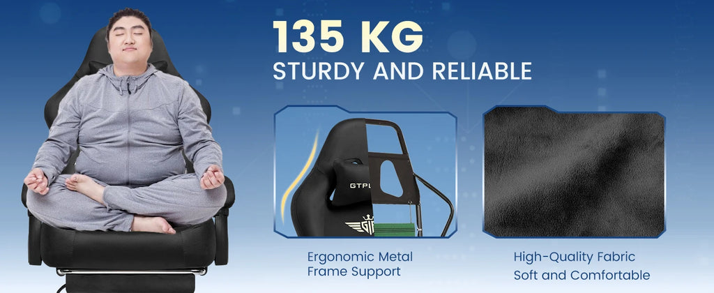 GTPLAYER Gaming-Stuhl Atmungsaktiver Bürostuhl Bürostuhl Ergonomisch Hochwertiger Stoff Ergonomischer PC-Stuhl