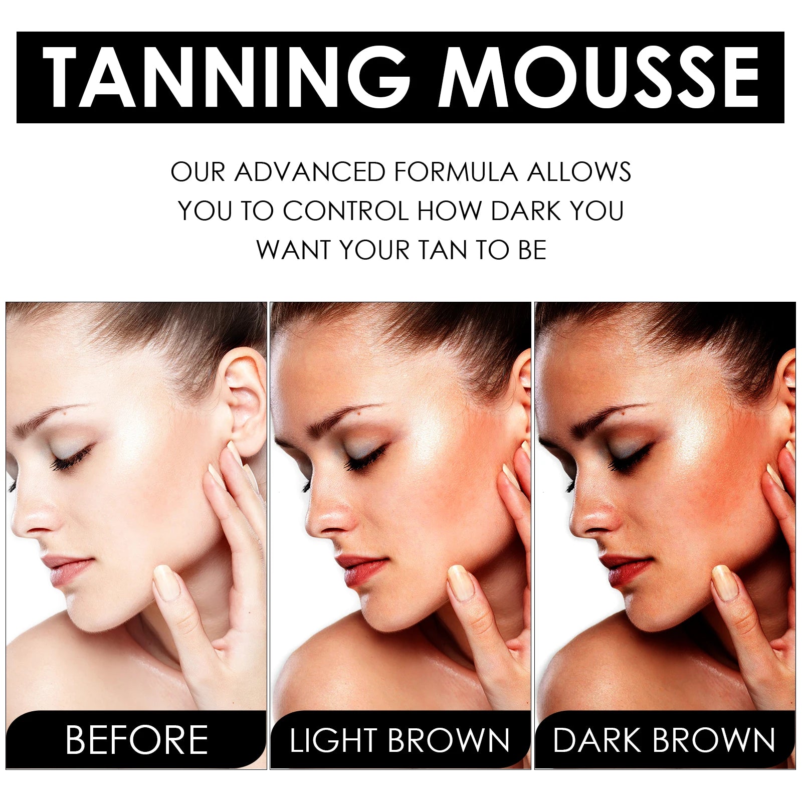 Beauty Self Tanner Mousse - Natural & Organic Ingredients , Dark Fake Tan , Sunless Tanner Clear & Non Toxic Tanning Foam