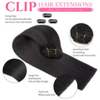 Clip-in Echthaar Extensions Glatt 100% Remy Echthaar Clip-in Extensions Unsichtbare Nahtlose Clip-ins Haarverlängerung 8 Stück Natur