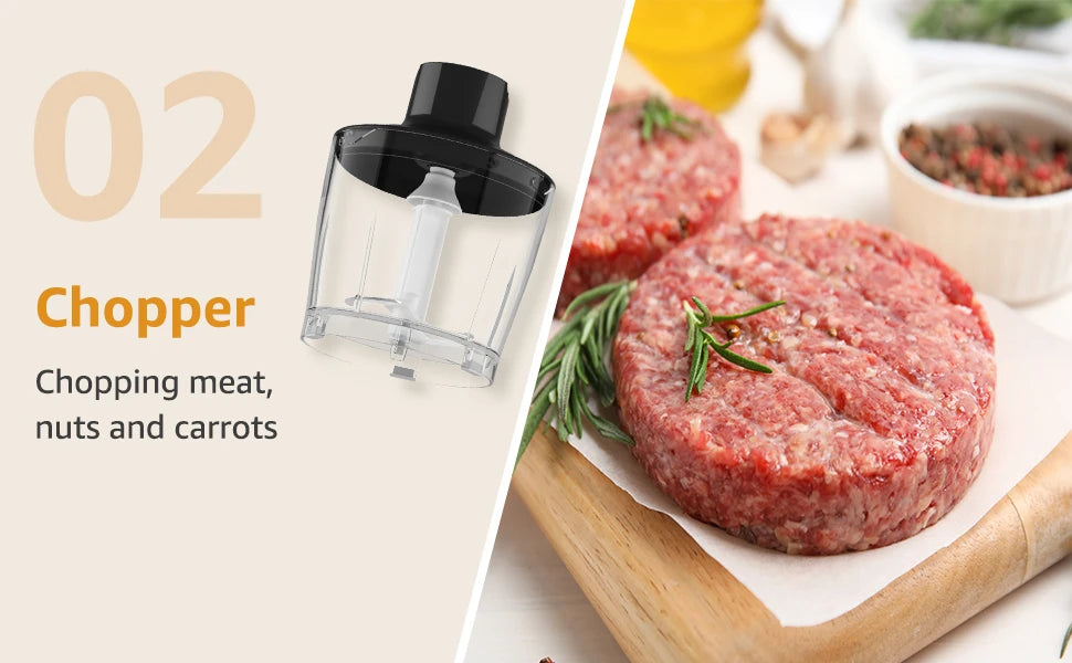 1500W 9-in-1 Stabmixer-Set, 21 Geschwindigkeiten & Turbo, inklusive Schneebesen, Zerkleinerer, Milchaufschäumer & Pürierstab zum Mixen und Pürieren