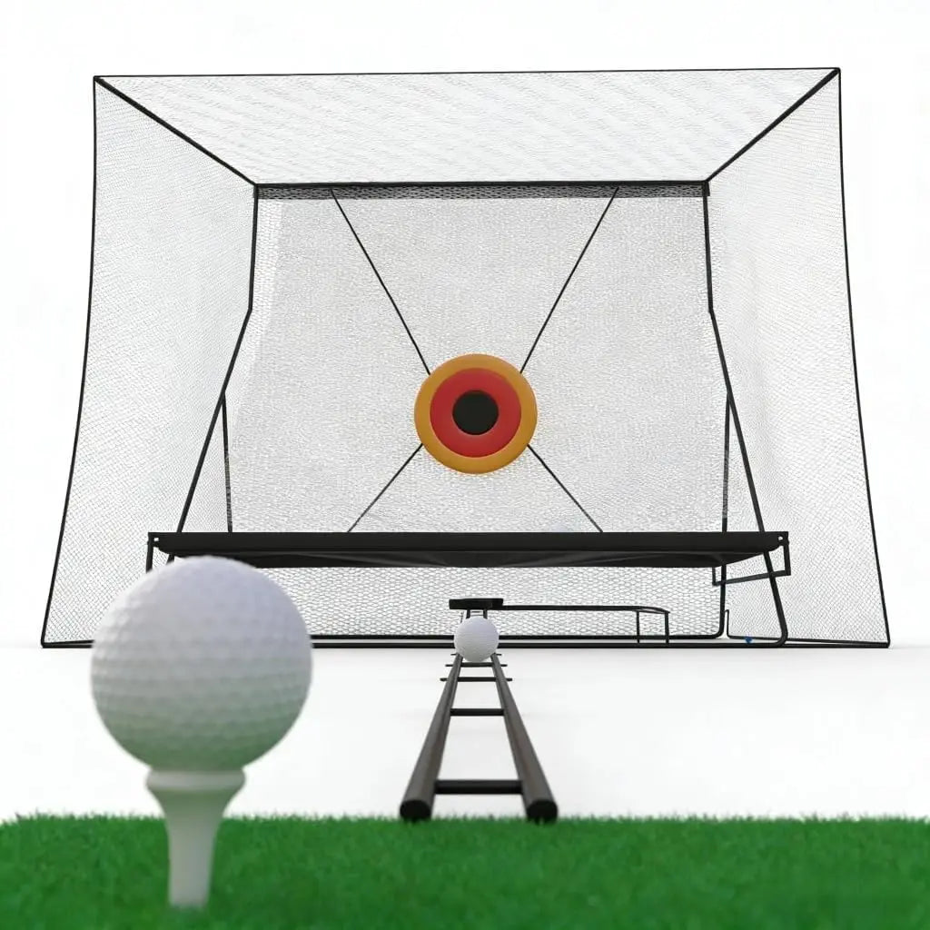 Golf-Trainingsnetz mit Ballrückführung und Ballfangtuch, großes Golftrainingsgerät mit Tragetasche für Chipping und Schwung, 305 x 244 cm