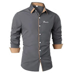 Herren Hemd Businesshemd Freizeithemd Button-Down-Hemd Abschlussballhemd Uni Formell Langarm Revers Ganzjährig Herrenbekleidung
