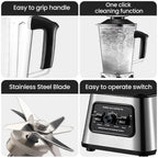 OWJHE 2700RPM 6000W Leistungsstarker Standmixer Entsafter Smoothie Maker Tischmixer 2.5L Behälter Küchenmaschine für Eis Nüsse Früchte