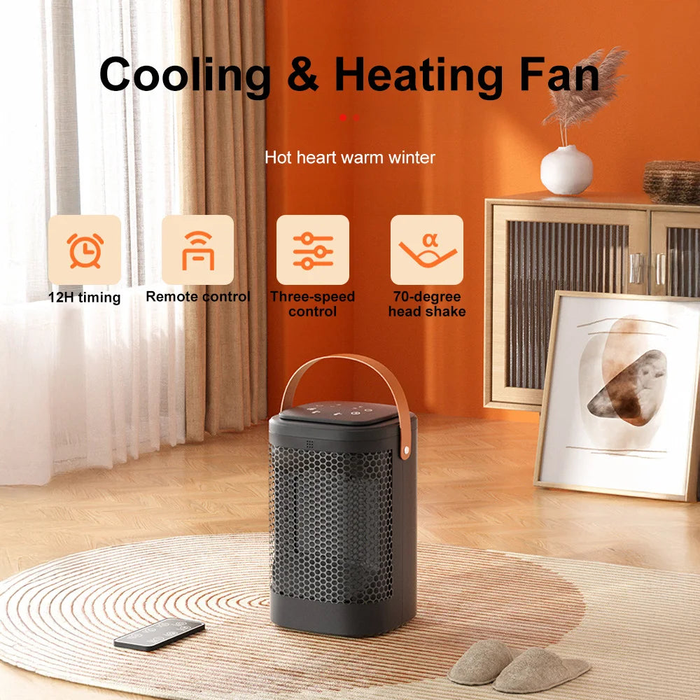Smart Remote Portable PTC Ceramic Electric Heater Fast Heating Low Noise Touchscreen Hot and Cold Fan For Home Bedroom Office