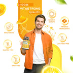 Vitastrong Vitamin C 1000mg Hochdosiert – 200 Tabletten, 100% Vegan, Retard-Ascorbinsäure zur Immununterstützung, für gesunde Haut, zur Verringerung von Müdigkeit und zur Kollagenbildung