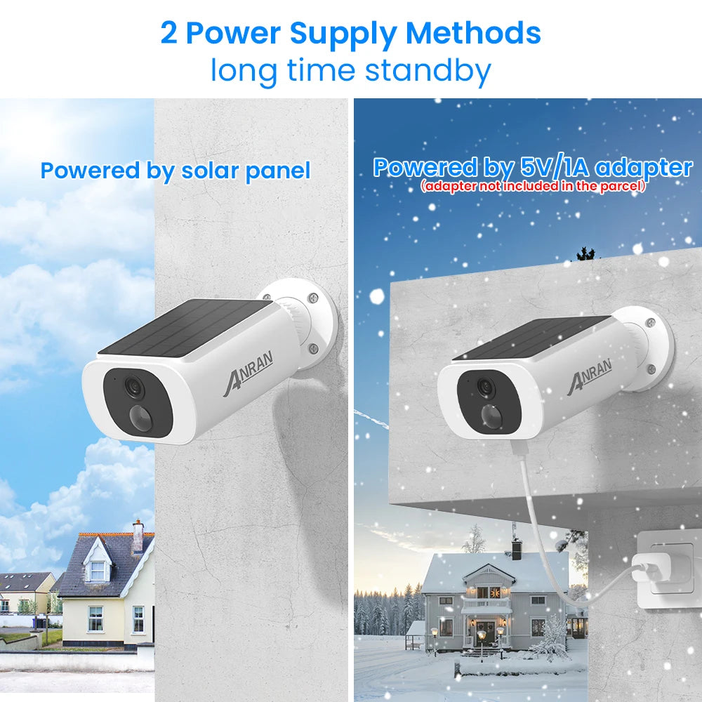 ANRAN 2K Solar-Überwachungskamera 3/5MP Outdoor Funk 2.4G WIFI Kamera Akku-Cam Flutlicht Farbe Nachtsicht NVR kann nicht hinzugefügt werden