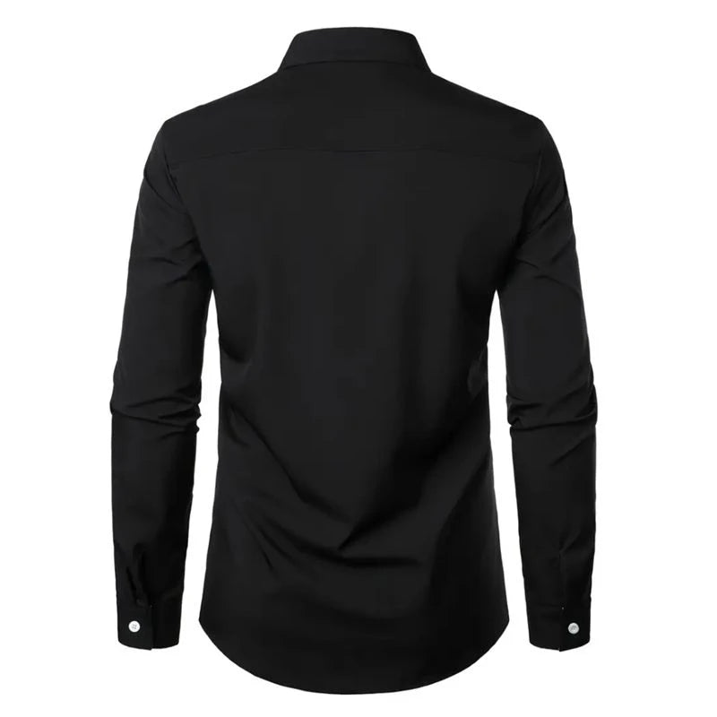 Herren Hemd Businesshemd Freizeithemd Button-Down-Hemd Abschlussballhemd Uni Formell Langarm Revers Ganzjährig Herrenbekleidung