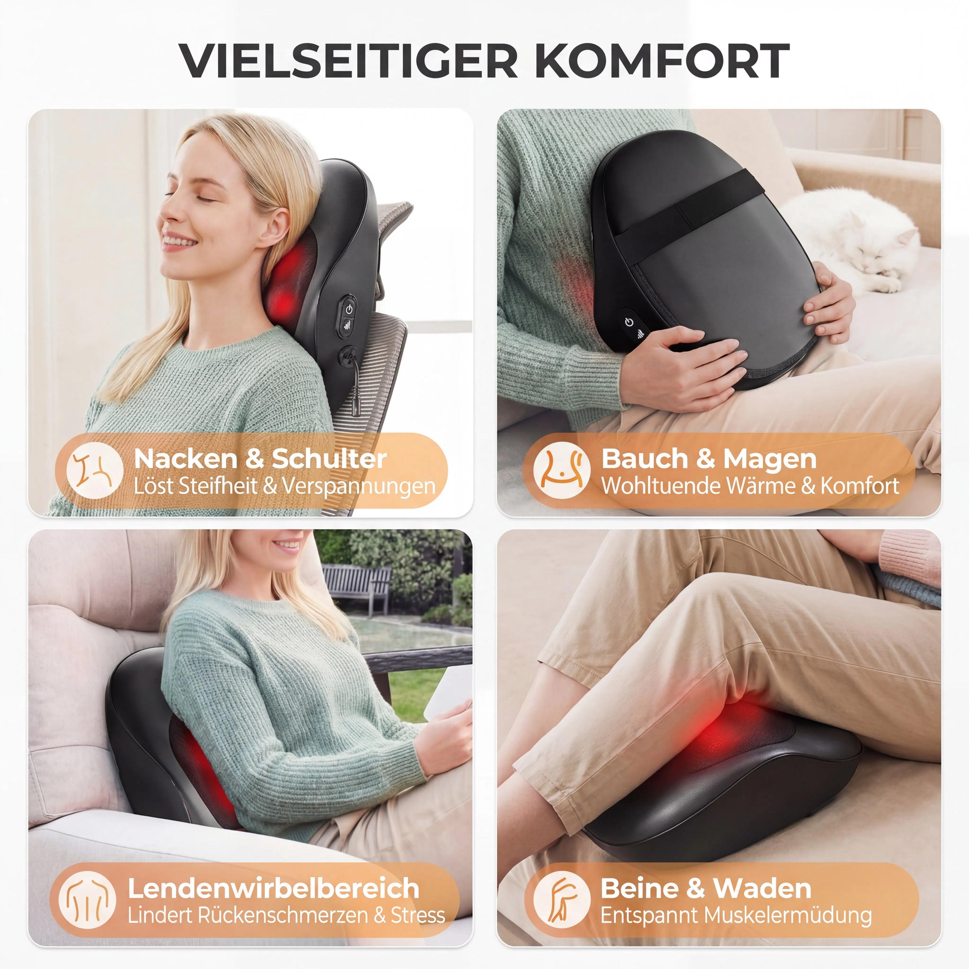 Massagegerät mit Heizfunktion, 3D Shiatsu Massagegerät zur Entspannung, Heizmassage mit Shiatsu-Knetmassage, Bestes Geschenk für Männer und Frauen