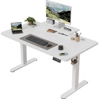 Devoko elektrischer höhenverstellbarer Schreibtisch 120 × 60 cm mit Monitorständer Ergonomischer Sitz-Steh-Schreibtisch (Weiß)