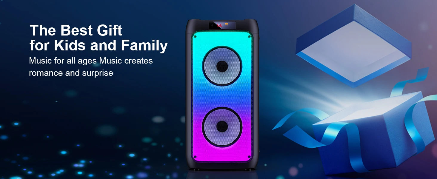 Kabelloser Bluetooth-Lautsprecher, Karaoke-Maschine mit 2 Mikrofonen, Karaoke-Partylautsprecher für Zuhause mit LED-Licht