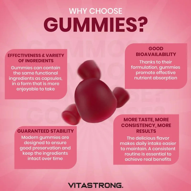 Vitastrong Biotin Hochdosis Komplex 100% Vegan – 120 Biotin Gums für Haare, Haut und Nägel mit Zink, Selen, Vitamin C, Vitamin E, Vitamin B6, Folat und Kaliumjodid – Unterstützt gesundes Haar und reduziert Müdigkeit