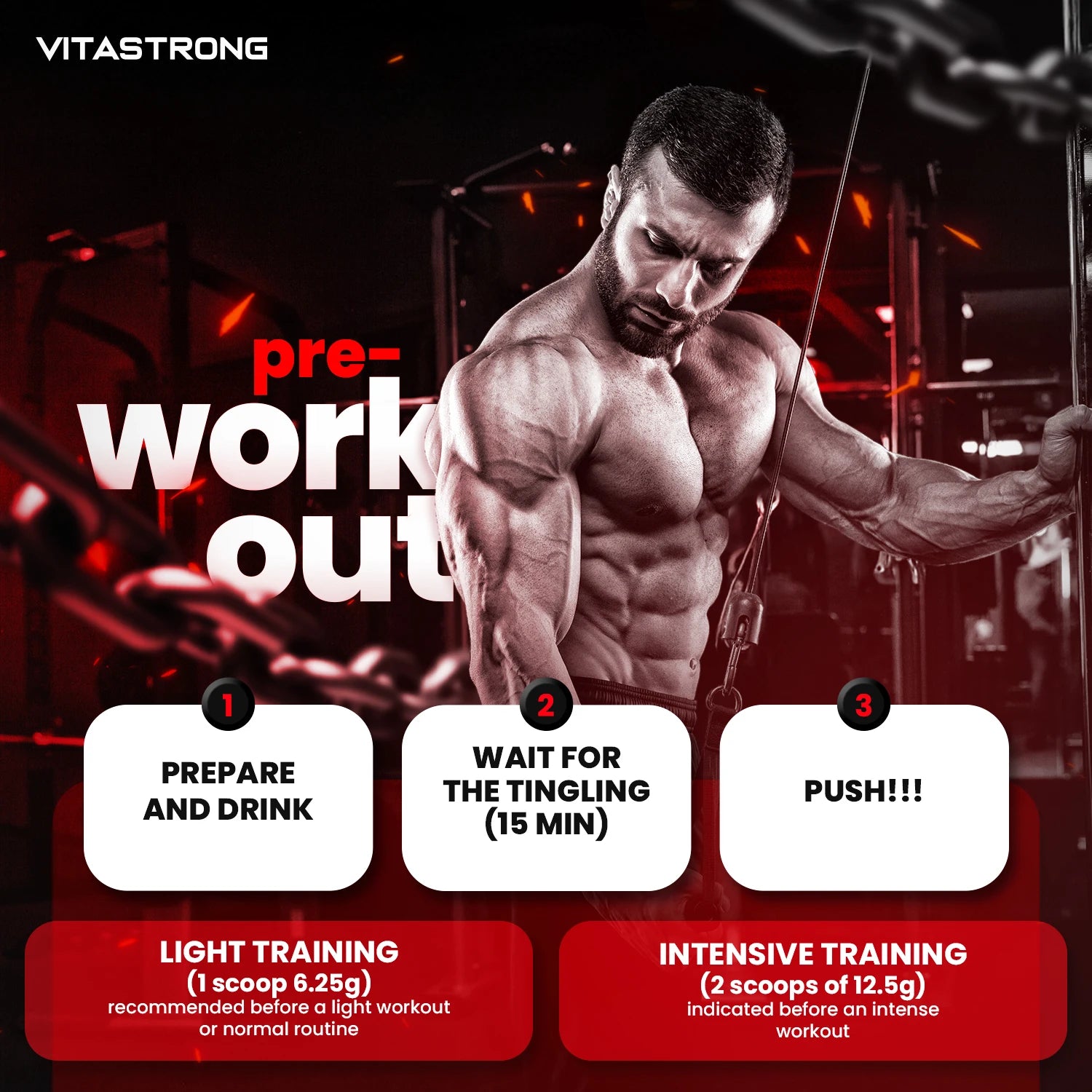 Pre-Workout Powerful 300g - Veganes Nahrungsergänzungsmittel mit L-Citrullin, Beta-Alanin, Koffein, Taurin, AstraGin, Panax Notoginseng, Vitastrong (24 Portionen, Orange Geschmack) - Hergestellt in Italien, Pre-Workout Nahrungsergänzungsmittel Pulver