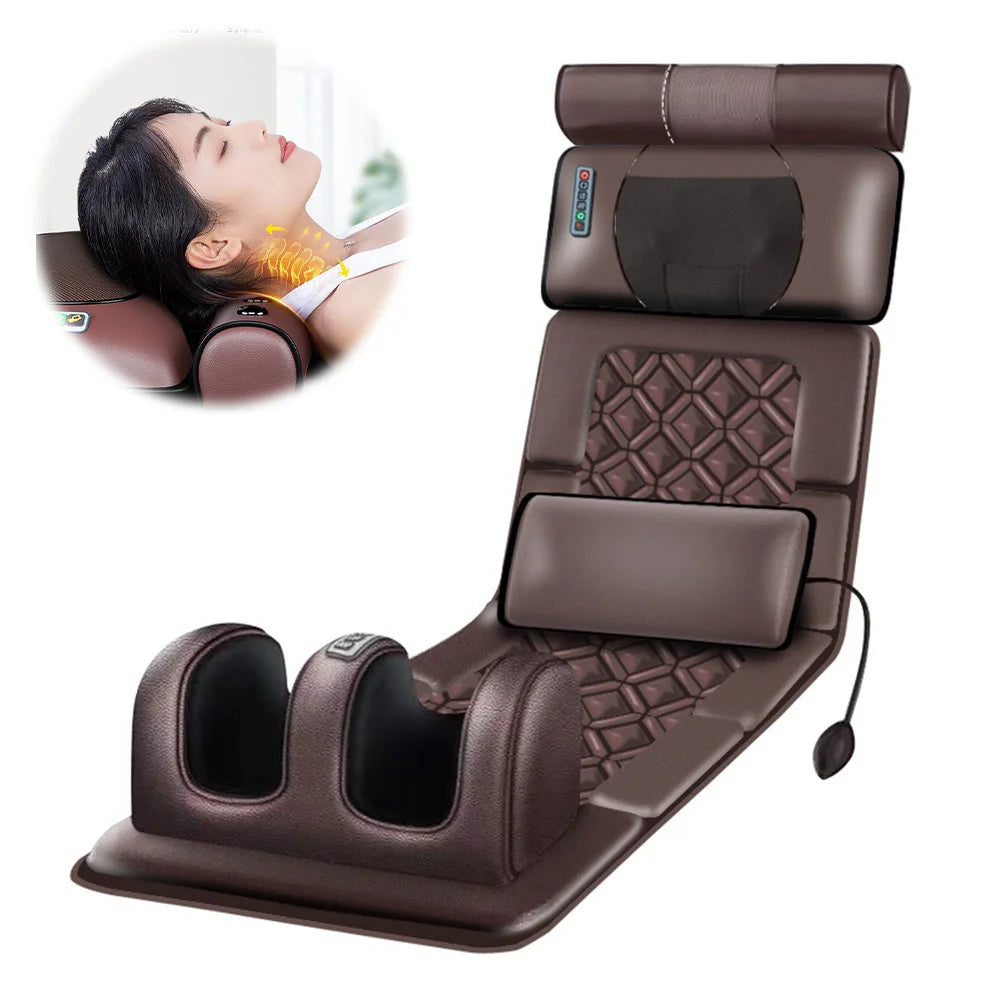 3D Elektrische Massage-Matratze Einstellbare Vibrations-Heizungs-Massageauflage für Nacken, Rücken, Füße, Körper, Schmerzlinderung, Stressabbau, Körperentspannung