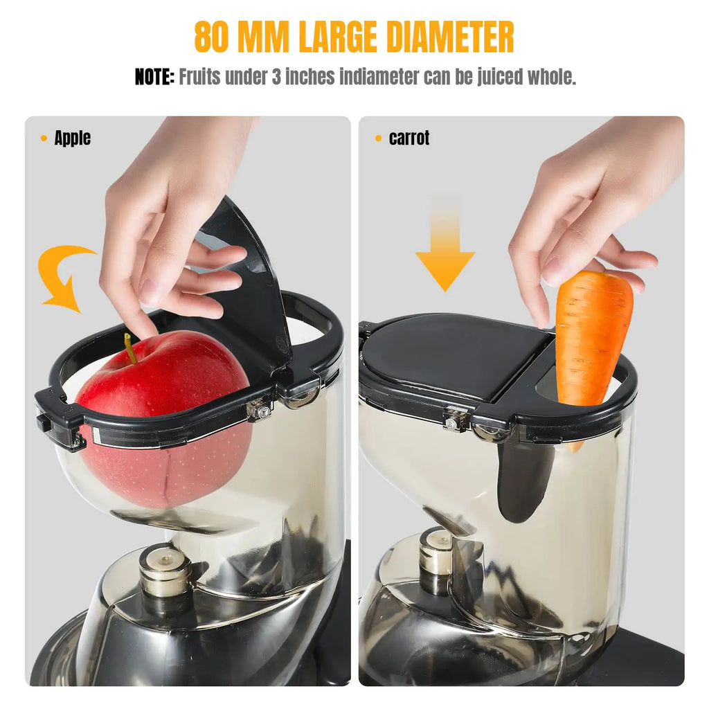 OWJHE Large Slow Masticating Juicer Cold Press Juicer Feed Chute Fit Whole Fruits Vegetable High Juice Yield Baby Food Processor