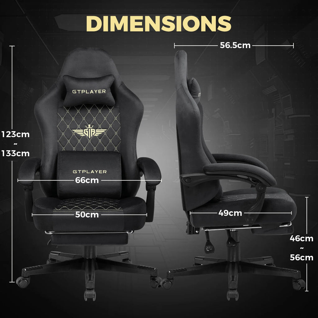 GTPLAYER Gaming-Stoffstuhl, ergonomischer Bürostuhl, PC-Stuhl, verstellbarer und drehbarer Schreibtischstuhl