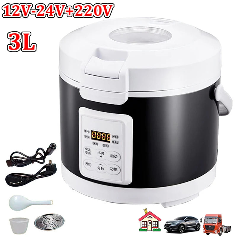 12V 24V 220V 3L Electric Rice Cooker Car Trucks Electric Soup Porridge Cooking Machine Food Steamer Warmer Heated Rice Cooker Hauptbild