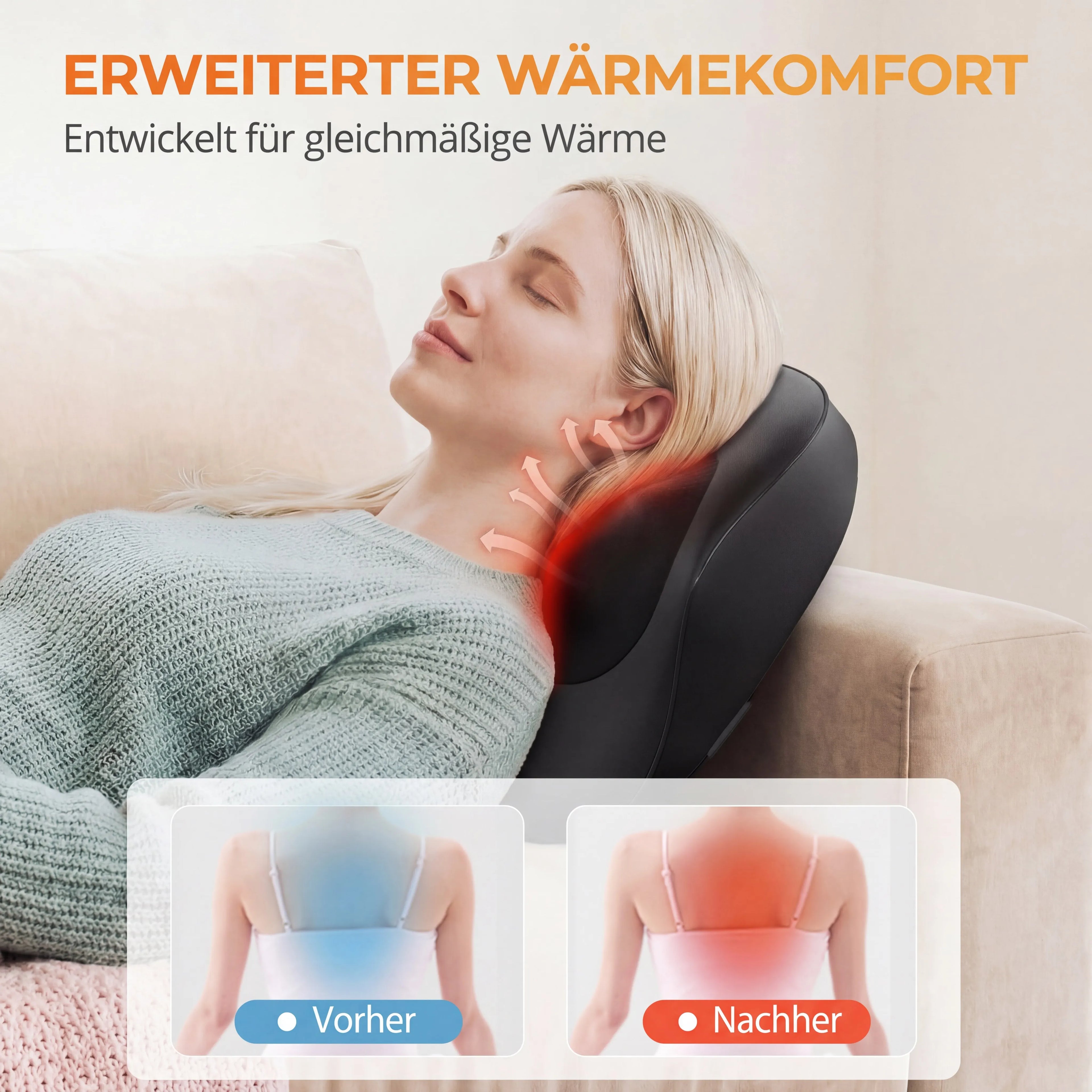 Massagegerät mit Heizfunktion, 3D Shiatsu Massagegerät zur Entspannung, Heizmassage mit Shiatsu-Knetmassage, Bestes Geschenk für Männer und Frauen
